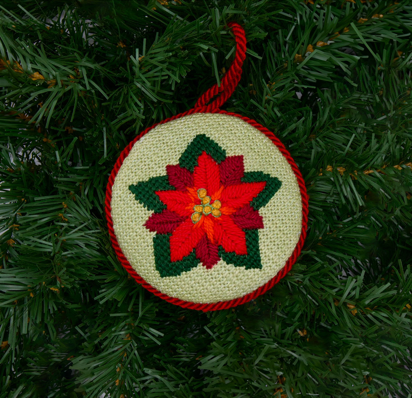 Poinsettia Christmas Needlepoint Canvas