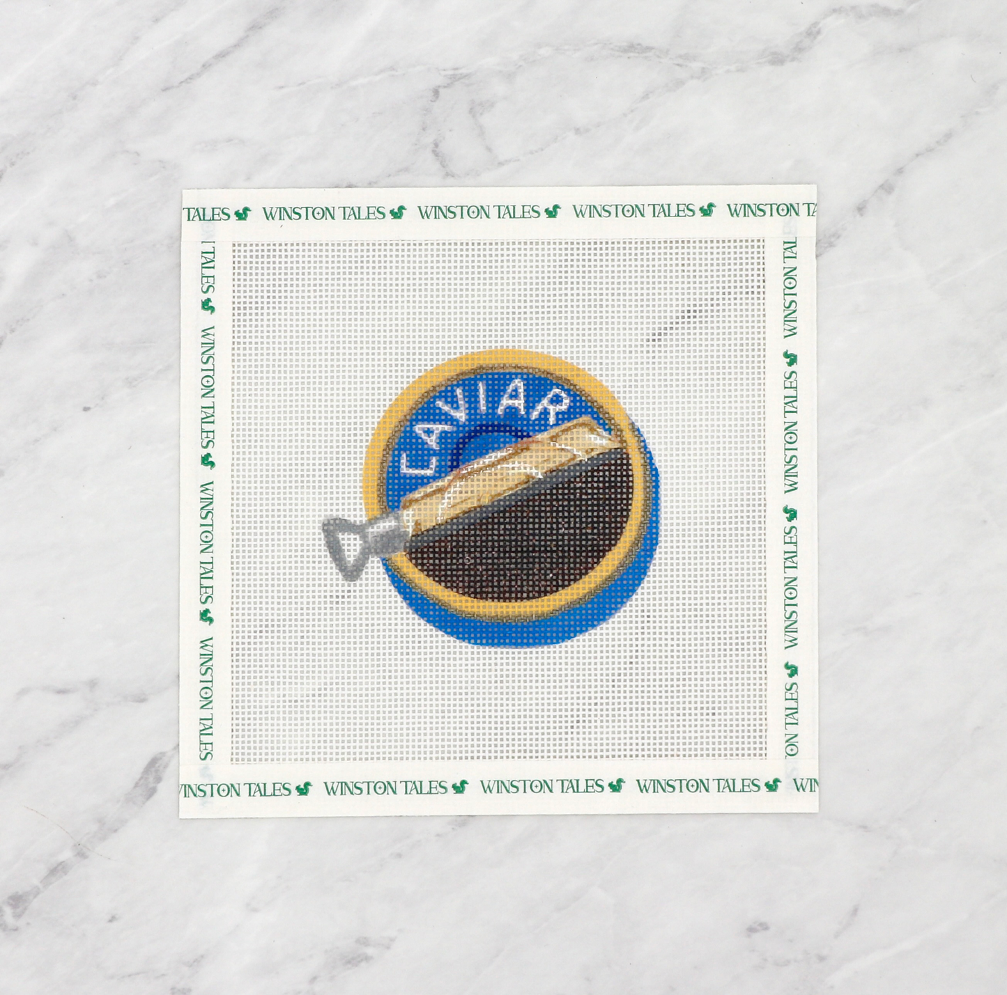 Caviar Blue Hand Painted Needlepoint Canvas
