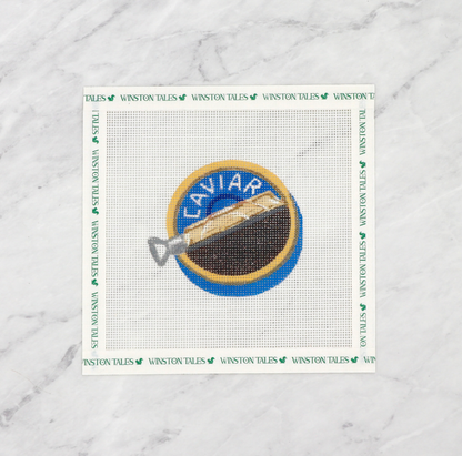 Caviar Blue Hand Painted Needlepoint Canvas