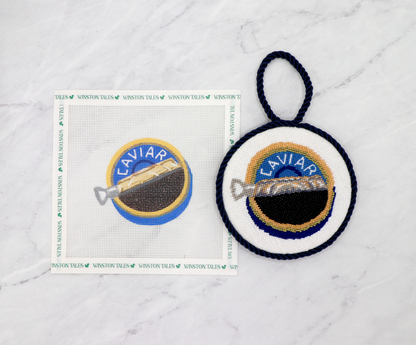 Caviar Blue Hand Painted Needlepoint Canvas