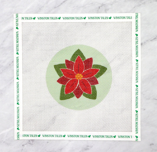 Poinsettia Christmas Needlepoint Canvas